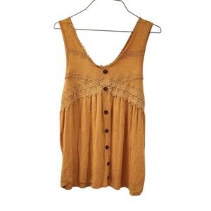 Eyeshadow Yellow Sleeveless Tank Top - Women's Size L